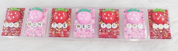 Pink and Red Strawberry Pill Container