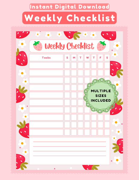 Summer Strawberry Weekly Checklist